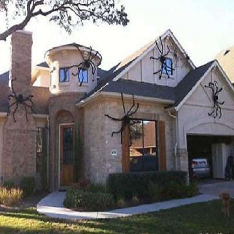 Black Furry Spider Halloween Decorations