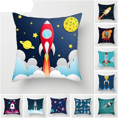 Spacecraft Cushion Cover Astronaut Rocket Pillow Cases