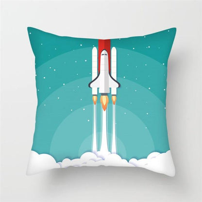 Spacecraft Cushion Cover Astronaut Rocket Pillow Cases