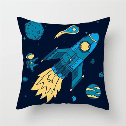 Spacecraft Cushion Cover Astronaut Rocket Pillow Cases