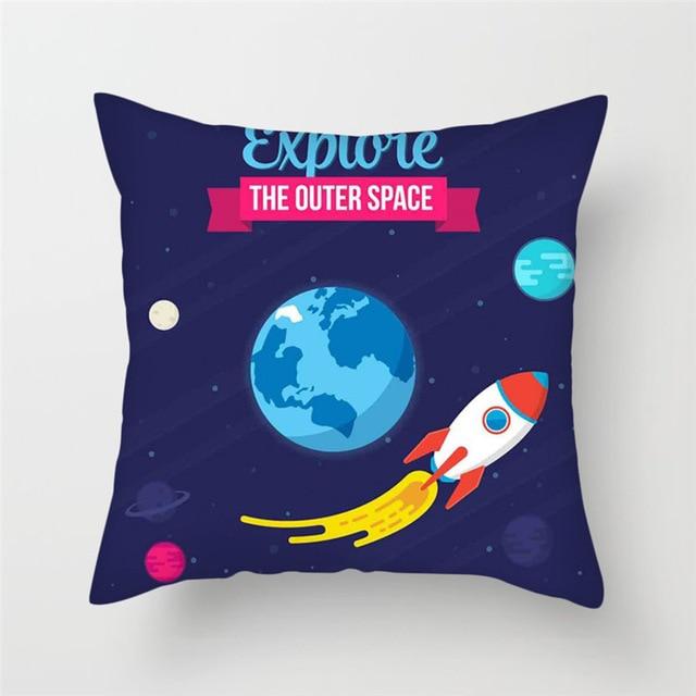 Spacecraft Cushion Cover Astronaut Rocket Pillow Cases