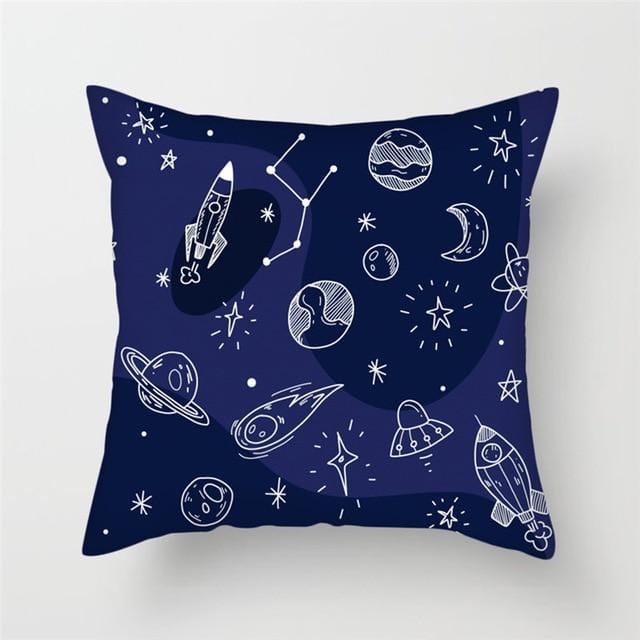 Spacecraft Cushion Cover Astronaut Rocket Pillow Cases