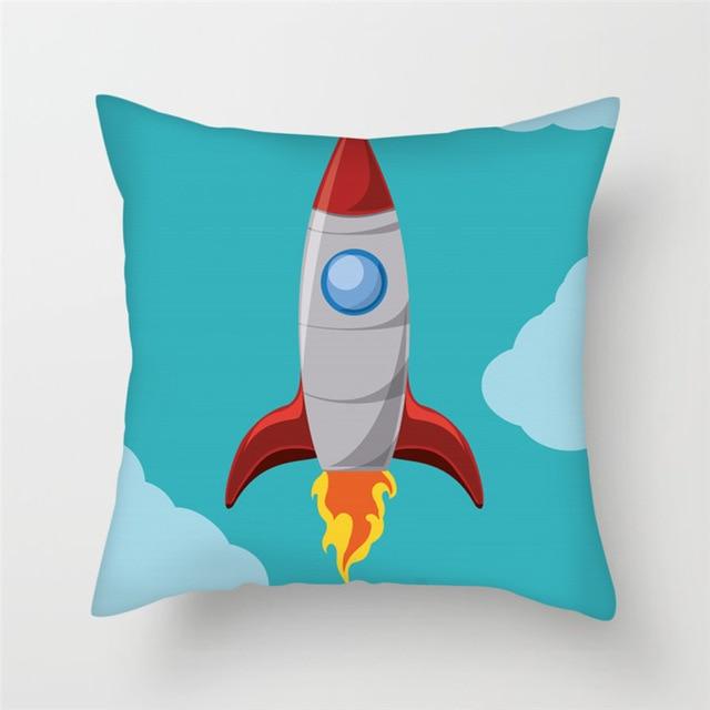 Spacecraft Cushion Cover Astronaut Rocket Pillow Cases