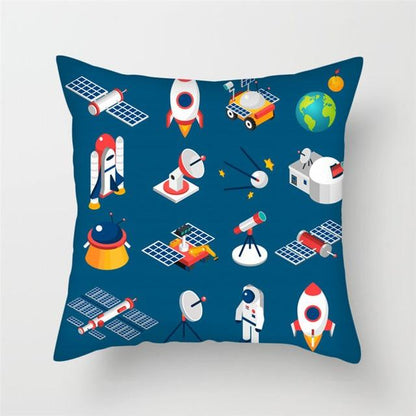 Spacecraft Cushion Cover Astronaut Rocket Pillow Cases