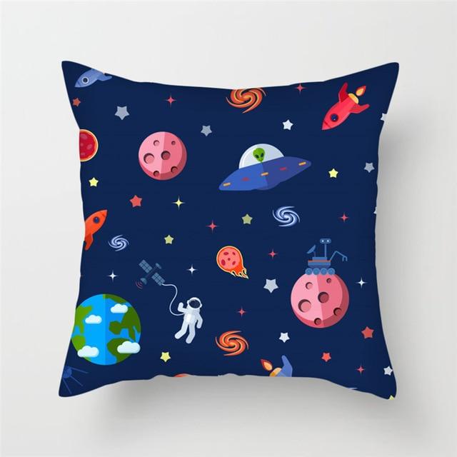 Spacecraft Cushion Cover Astronaut Rocket Pillow Cases