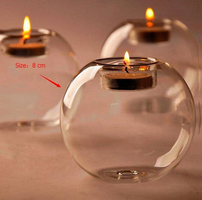 Round hollow glass candle holder