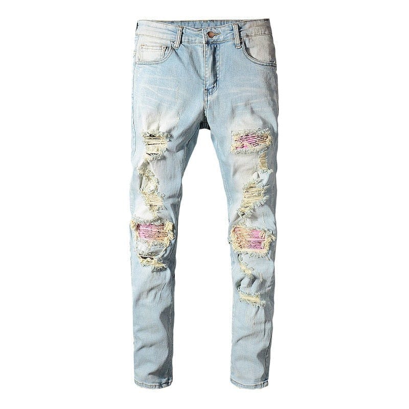 Light blue patchwork bandana Jeans