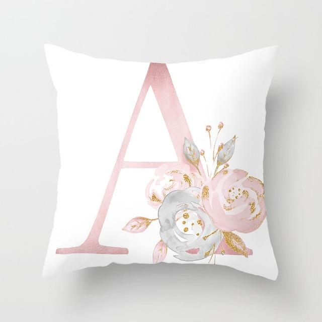 Pink Letter Decorative Pillow Cases