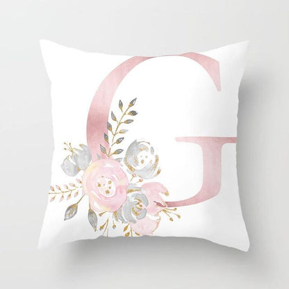 Pink Letter Decorative Pillow Cases