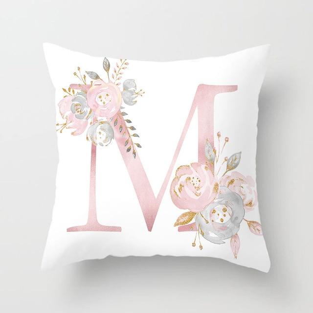 Pink Letter Decorative Pillow Cases