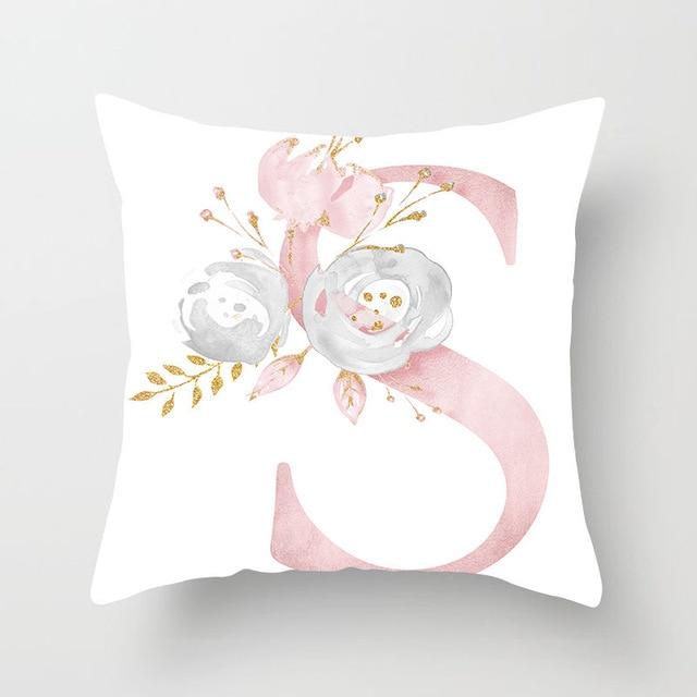 Pink Letter Decorative Pillow Cases