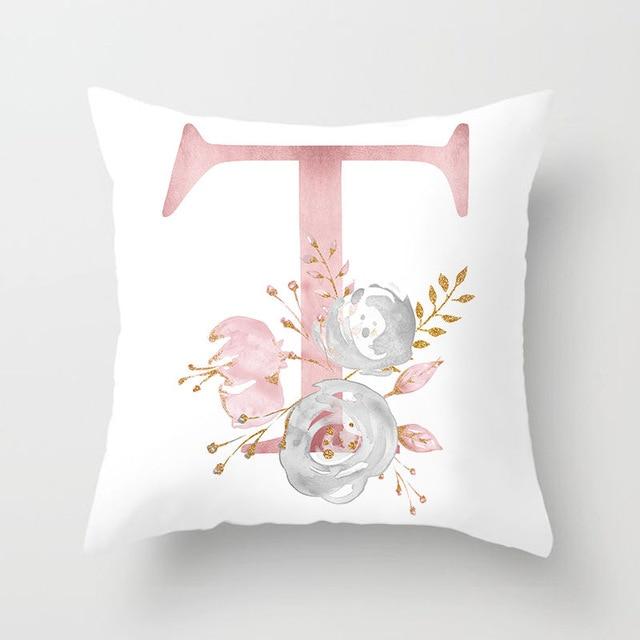 Pink Letter Decorative Pillow Cases