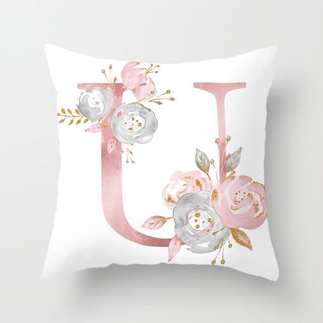 Pink Letter Decorative Pillow Cases