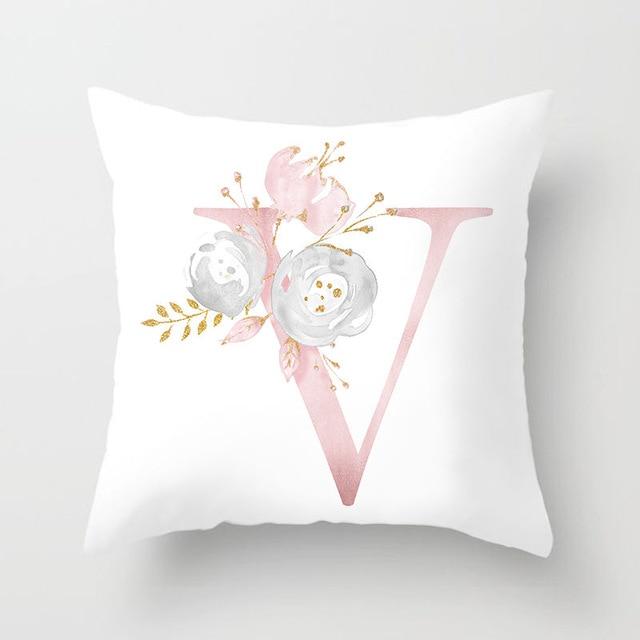 Pink Letter Decorative Pillow Cases