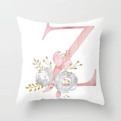 Pink Letter Decorative Pillow Cases