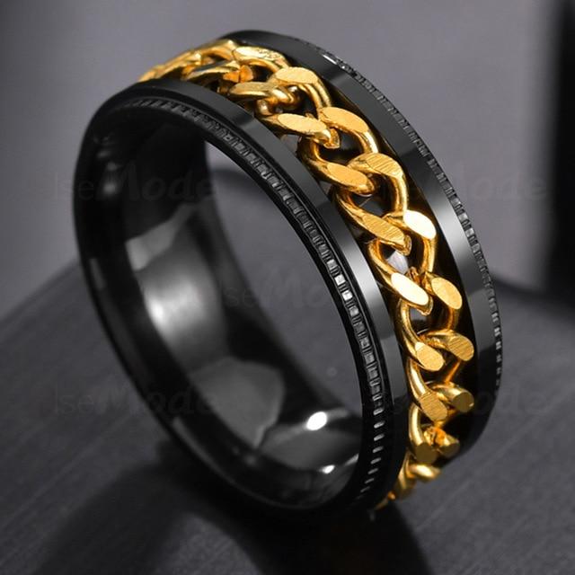 Stainless Steel Rotatable Mens Ring