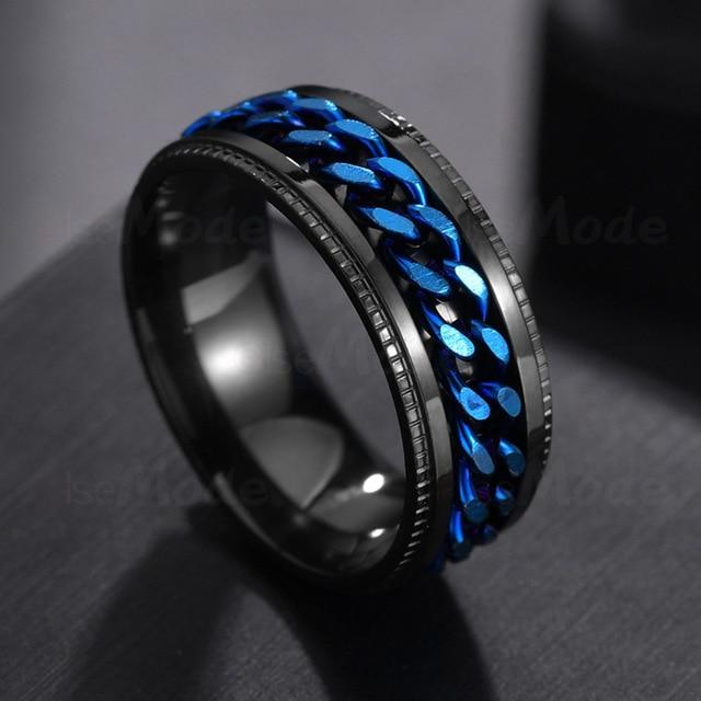 Stainless Steel Rotatable Mens Ring