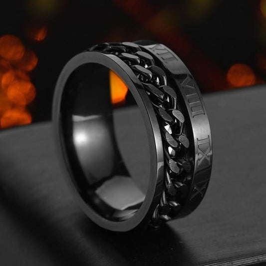 Stainless Steel Rotatable Mens Ring