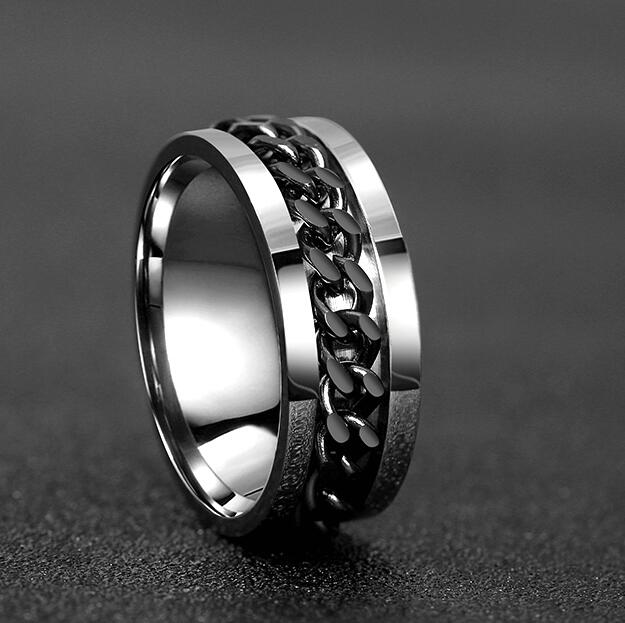 Stainless Steel Rotatable Mens Ring