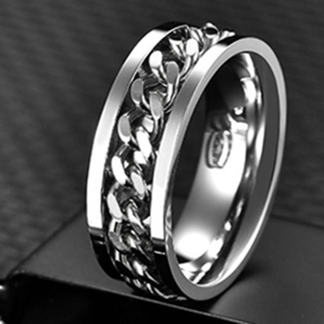 Stainless Steel Rotatable Mens Ring