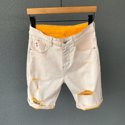 Khaki stretch denim Shorts