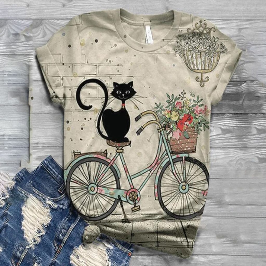 Women Plus Size Short Sleeve Animal Printed T-shirt