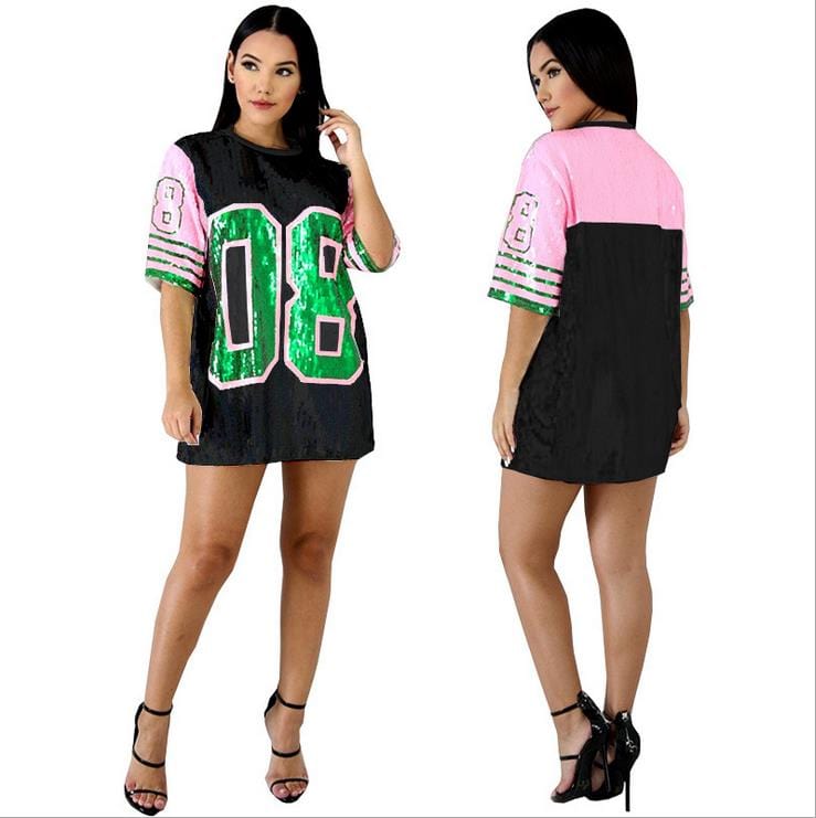 Pink and Green Long O-Neck T-Shirt