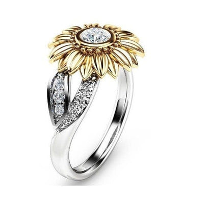 Two Tones Gold Sunflower Ring