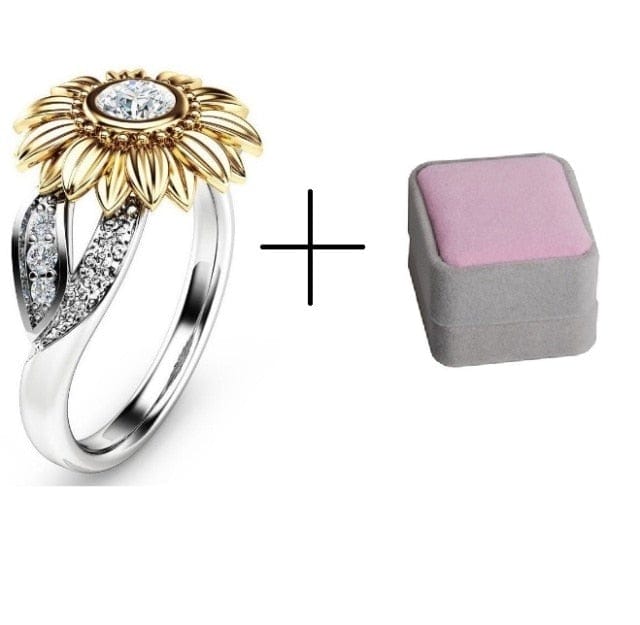 Two Tones Gold Sunflower Ring