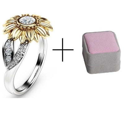 Two Tones Gold Sunflower Ring