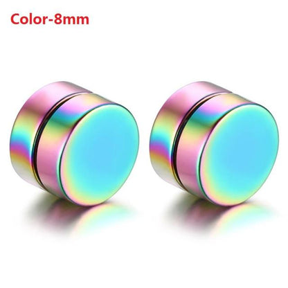 Unisex Stainless Steel Round Magnet Earrings