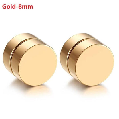 Unisex Stainless Steel Round Magnet Earrings