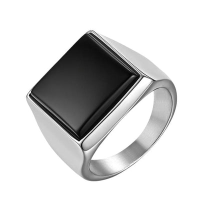 Men Stone Punk Classic Black Ring