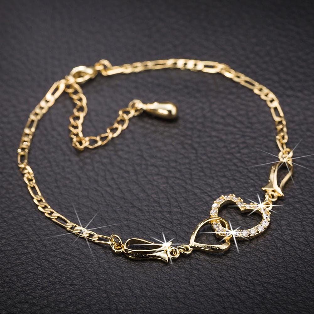 Double Heart Ankle Bracelet For Women