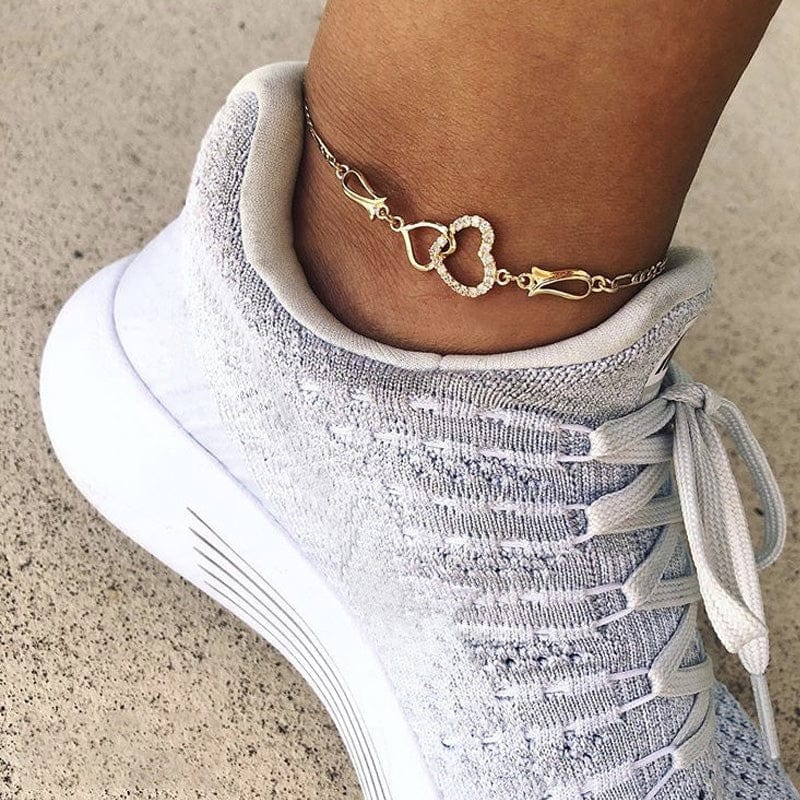 Double Heart Ankle Bracelet For Women