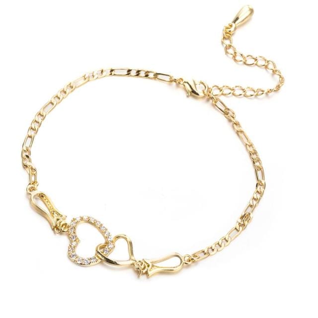 Double Heart Ankle Bracelet For Women