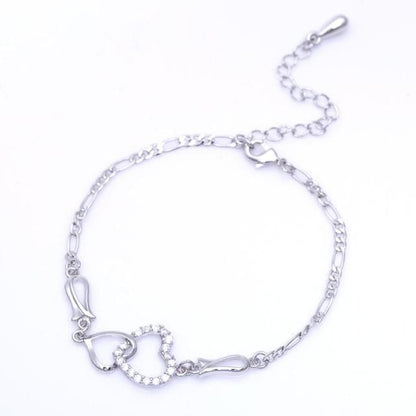 Double Heart Ankle Bracelet For Women