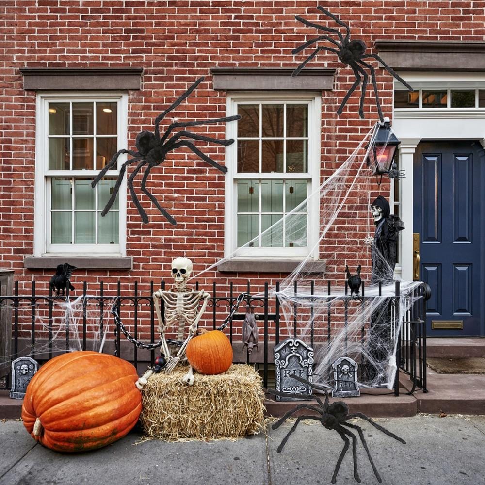 Black Furry Spider Halloween Decorations