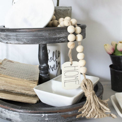 Wood Bead Garland With Tassels