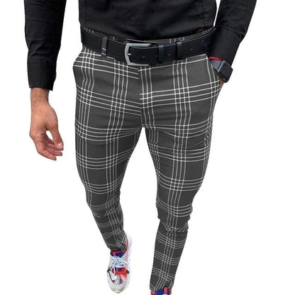 Men Plaid Slim Fit Pants