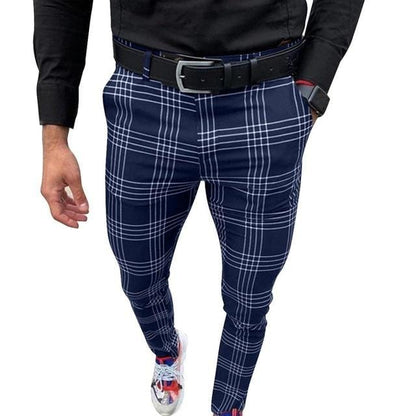 Men Plaid Slim Fit Pants