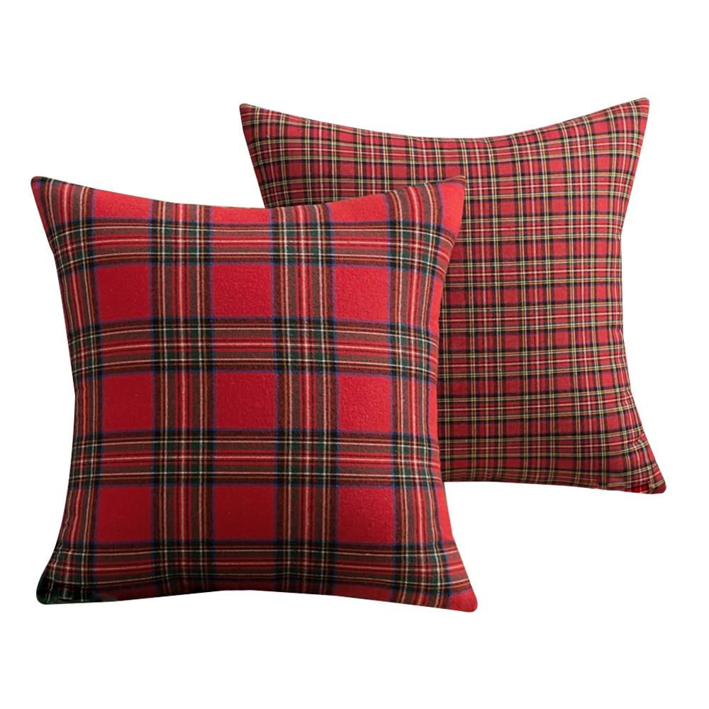 Christmas  Plaid Print Pillow Cases