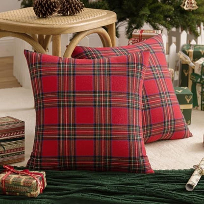 Christmas  Plaid Print Pillow Cases