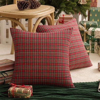 Christmas  Plaid Print Pillow Cases