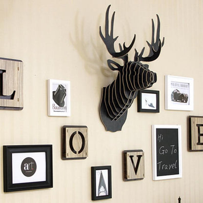 Wooden Animal Deer Head Art