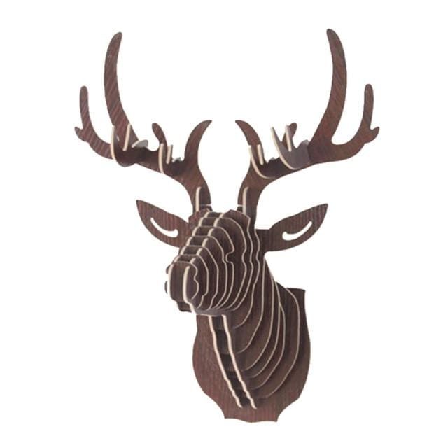 Wooden Animal Deer Head Art