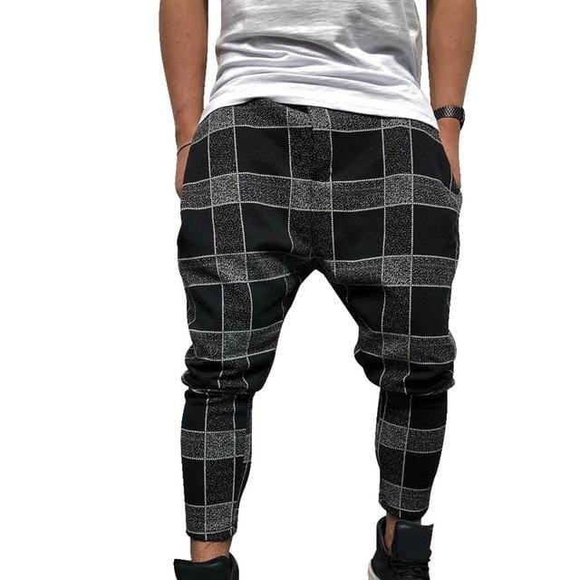 Men Plaid Slim Fit Pants