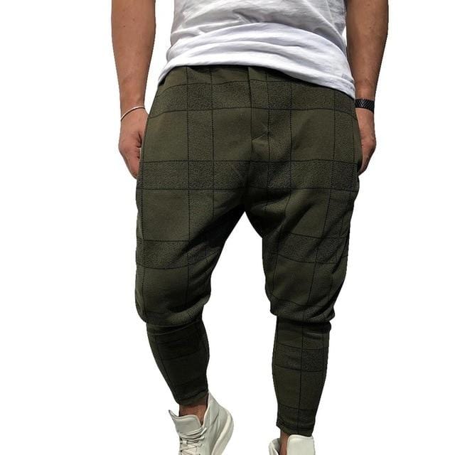 Men Plaid Slim Fit Pants