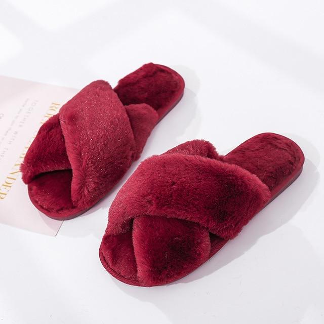 Women Fur Fashion Warm Slippers