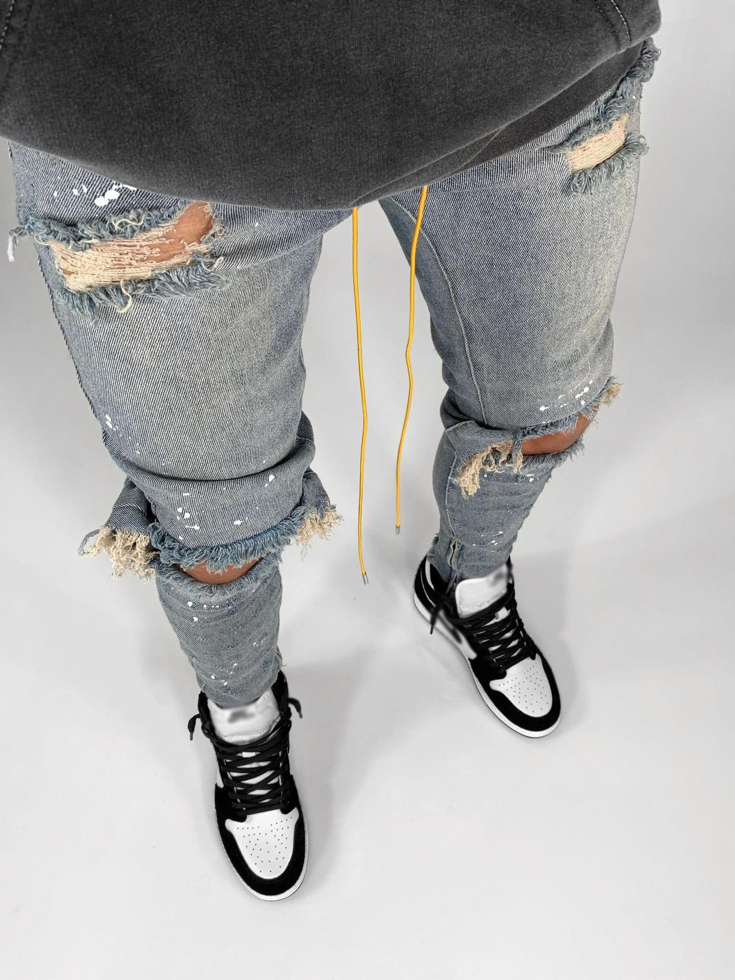 Men's Stretch Destroyed Ripped Jeans